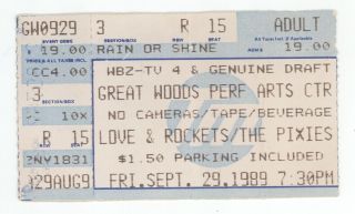 Rare Love And Rockets & The Pixies 9/29/89 Mansfield Ma Ticket Stub Boston