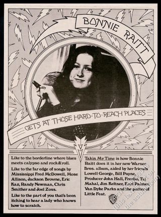 1973 Bonnie Raitt Photo Takin My Time Album Release Vintage Print Ad
