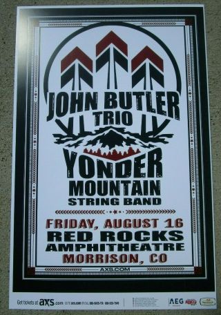 John Butler Trio / Yonder Mountain August 16,  2019 Red Rocks 11x17 Promo Poster