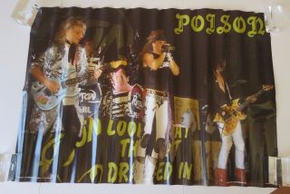 Vintage 1987 Poison Look What The Cat Dragged In Rock Music Poster 24 " X 35 "