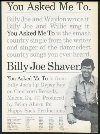 1978 Billy Joe Shaver Photo You Asked Me To Record Release Trade Print Ad