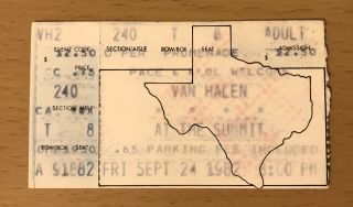 1982 Van Halen Houston Concert Ticket Stub Diver Down Tour David Lee Roth Eddie