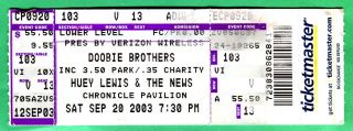 9/20/03 Doobie Brothers/huey Lewis & The News Concert Full Ticket