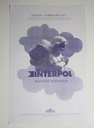 Interpol W/ Blonde Redhead 2005 Seattle Paramount Concert Poster