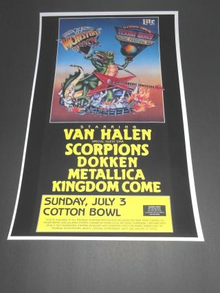 Texxas World Music Festival Texas Jam 1988 Poster Van Halen Scorpions Metallica
