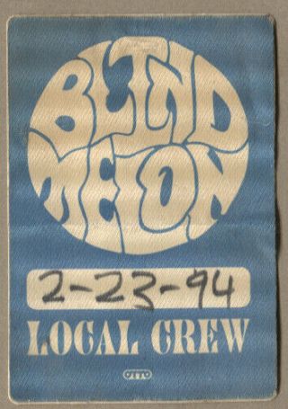 1994 Blind Melon Local Crew Concert Pass Otto Cloth Umbc Rare