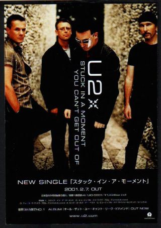 2001 U2 Photo Stuck In A Moment Japan Single Promo Ad / Mini Poster Advert U3r