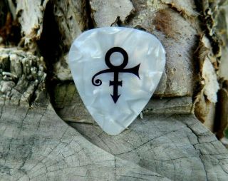 Prince Guitar Pick Purple Logo On Pearl