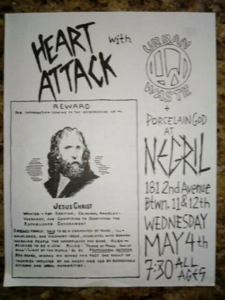 Heart Attack,  Urban Waste Rare 1984 Nyhc Punk Flyer