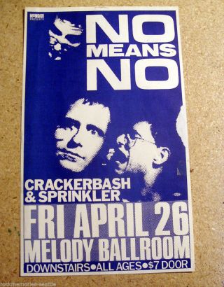 No Means No Vintage Concert Poster Crackerbash & Sprinkler Punk Flyer