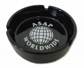 Asap Worldwide White Logo Ceramic Black Ashtray Official Rap Hip Hop Label
