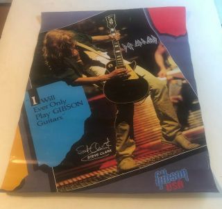 Vintage Def Leppard Steve Clark Gibson Guitar Advertising Poster