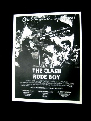 The Clash - Rude Boy Theaters Handbill 1980 Sf Bay/ Grab The Future By Its Face