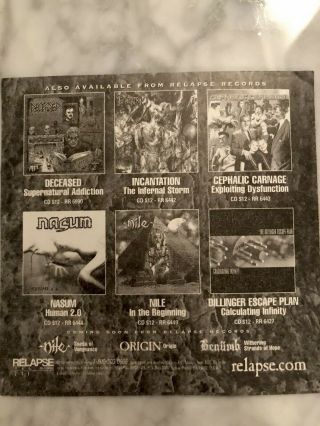 Relapse Metal Vintage 5 Sticker Set - Mastodon Dillinger Neurosis RARE 3