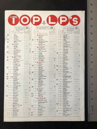1969 11x15 " Top 100 Album Chart Beatles “abbey Road” Led Zeppelin Jones
