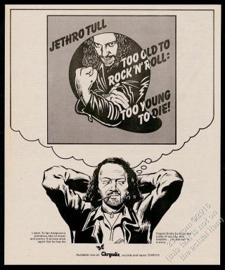1976 Jethro Tull Too Old To Rock N Roll Album Release Vintage Print Ad