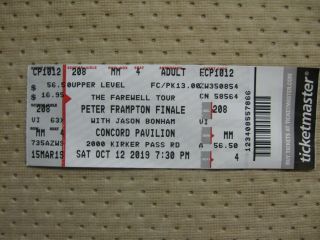 Peter Fampton Finale The Farewell Tour Very Last Concert Ticket Stub October 12