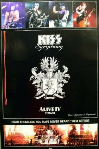Kiss 2003 Symphony:alive Iv Big Promo Poster Old Stock