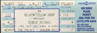 George Michael 1991 Full Concert Ticket 10/18/91 The Palace Auburn Hills