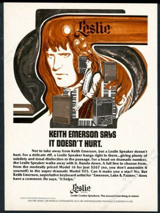 1974 Keith Emerson Portrait Leslie Speakers 925 Speaker Vintage Print Ad