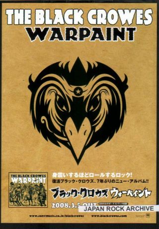 2008 The Black Crowes Warpaint Japan Album Release Promo Shop Flyer /mini Poster