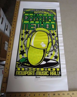 2001 Rock & Roll Concert Poster The Crystal Method Mike Martin S/n 100