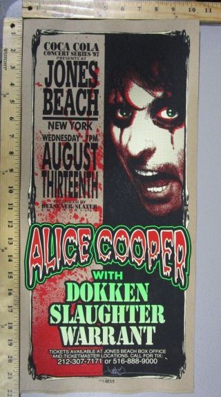 1997 Rock & Roll Concert Poster Alice Cooper Mark Arminski Signed Warrant Dokken