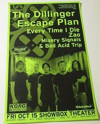 Dillinger Escape Plan W/ Every Time I Die,  Zao Bad 2004 Concert Poster