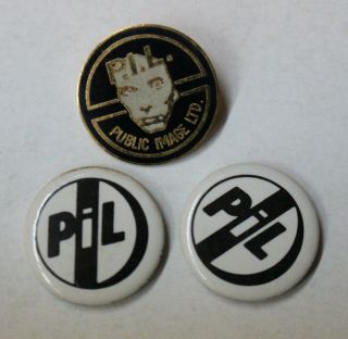 Johnny Rotten Lydon Sex Pistols Pil 3 Vintage Pinback Button Buttons
