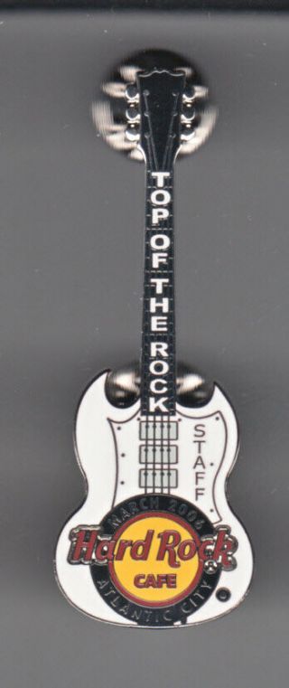 Hard Rock Cafe Pin: Atlantic City Mar 2006 Top Rocker Staff Guitar Le150