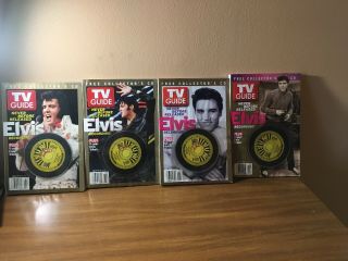 Elivis Presley Tv Guide Set Of 4 With Records