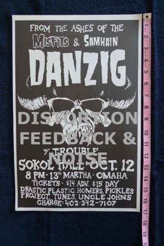 Danzig - Flyer Poster From 1990 - Misfits Samhain / 11x17 - Vintage