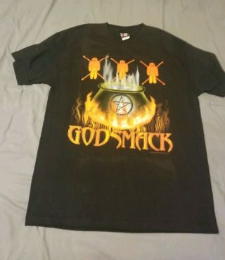 Autographed Godsmack Rock Band 2001 Concert Tour Black T - Shirt Size Large