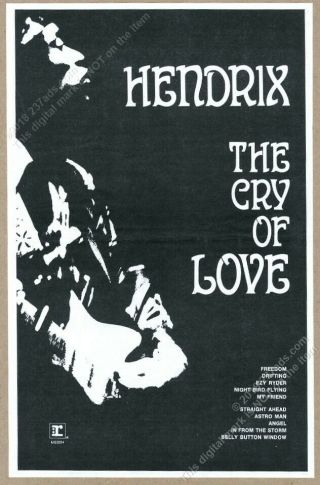 1971 Jimi Hendrix Photo The Cry Of Love Album Release Vintage Print Ad