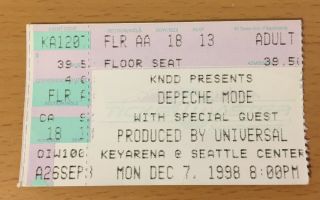 1998 Depeche Mode Seattle Concert Ticket Stub The Singles Tour Personal Jesus