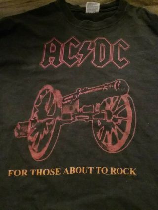 Vtg Ac/dc For Those About To Rock Long Sleeve T - Shirt Concert Rock Shirt Og