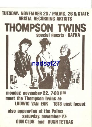 Thompson Twins Concert Flyer Handbill Milwaukee Vintage 1980s