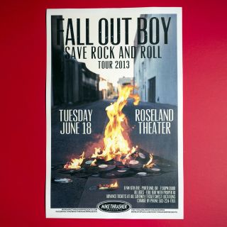 Fall Out Boy 2013 11x17 Concert Promo Poster.  Portland Oregon.