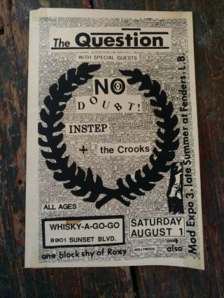 The Question No Doubt Instep,  The Crooks Concert Flyer Punk Music Bands Poster