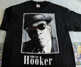 Vintage Blues T - Shirt - John Lee Hooker - Bill Reitzel 1995 L Black Nm Atlanta