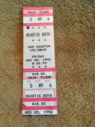 Ticket Stub Beastie Boys @ Sam Huston Coliseum 11/20/1992 17