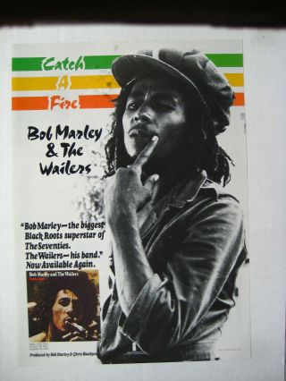 Bob Marley Catch A Fire Rare 1975 10x14 " Print Album Lp Cd Promo Ad