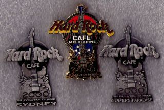 Hard Rock Cafe 3 Australian Millennium 2000 - The Evolution Of Rock Guitar Pins