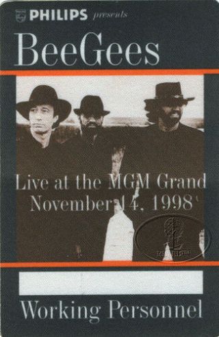 Bee Gees 1997 Backstage Pass Las Vegas Mgm Robin Maurice Barry Gibb