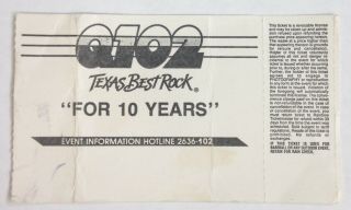 The Butthole Surfers Ticket Stub March 9,  1986 Circle A Ranch Dallas TX 2