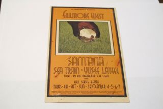 Santana Fillmore West Handbill (sept 4th - 7th 1969) Sea Train