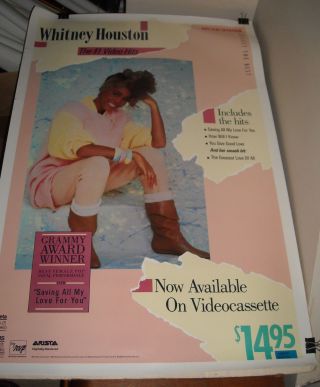 Rolled 1986 Whitney Houston Video Release Hits Vhs Advertising Poster Photo