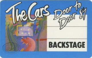 The Cars 1987 Door To Door Tour Backstage Pass Blue