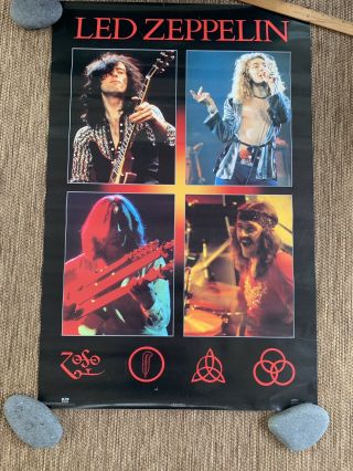 Led Zeppelin Vintage Poster Photo Collage Group Band Shots 1991 23” X 35”