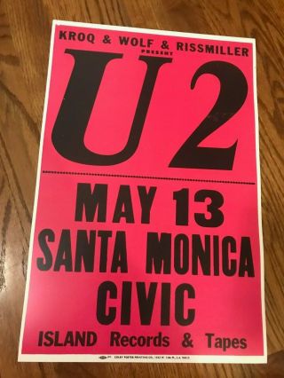 U2 1981 Boy Tour Santa Monica Civic Concert Cardstock Poster 12 " X 18 "